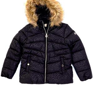 Michael Kors Fur hood Leopard Print Puffer Jacket